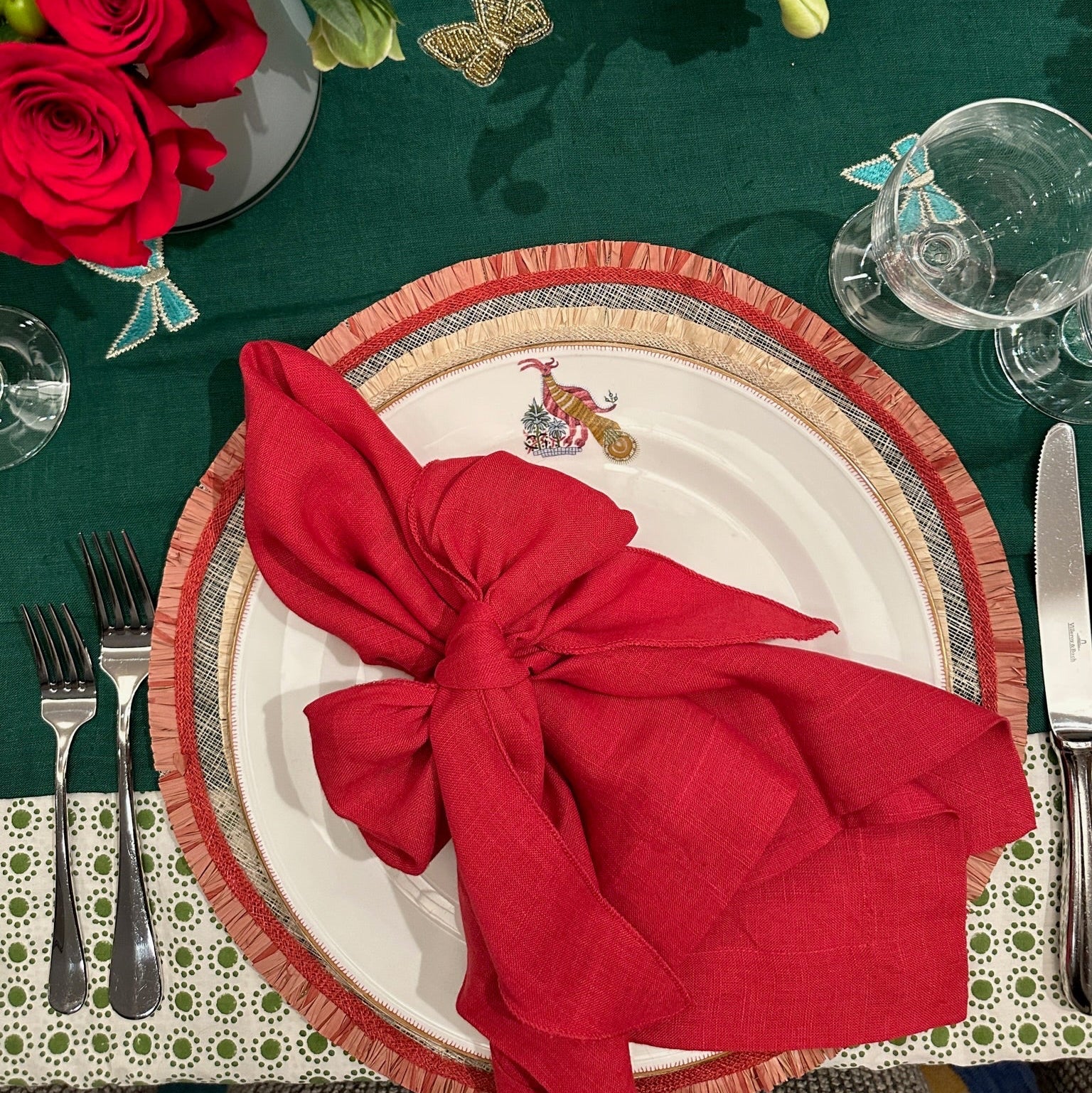 Bow Extra Large Table Runner - Hunter Green