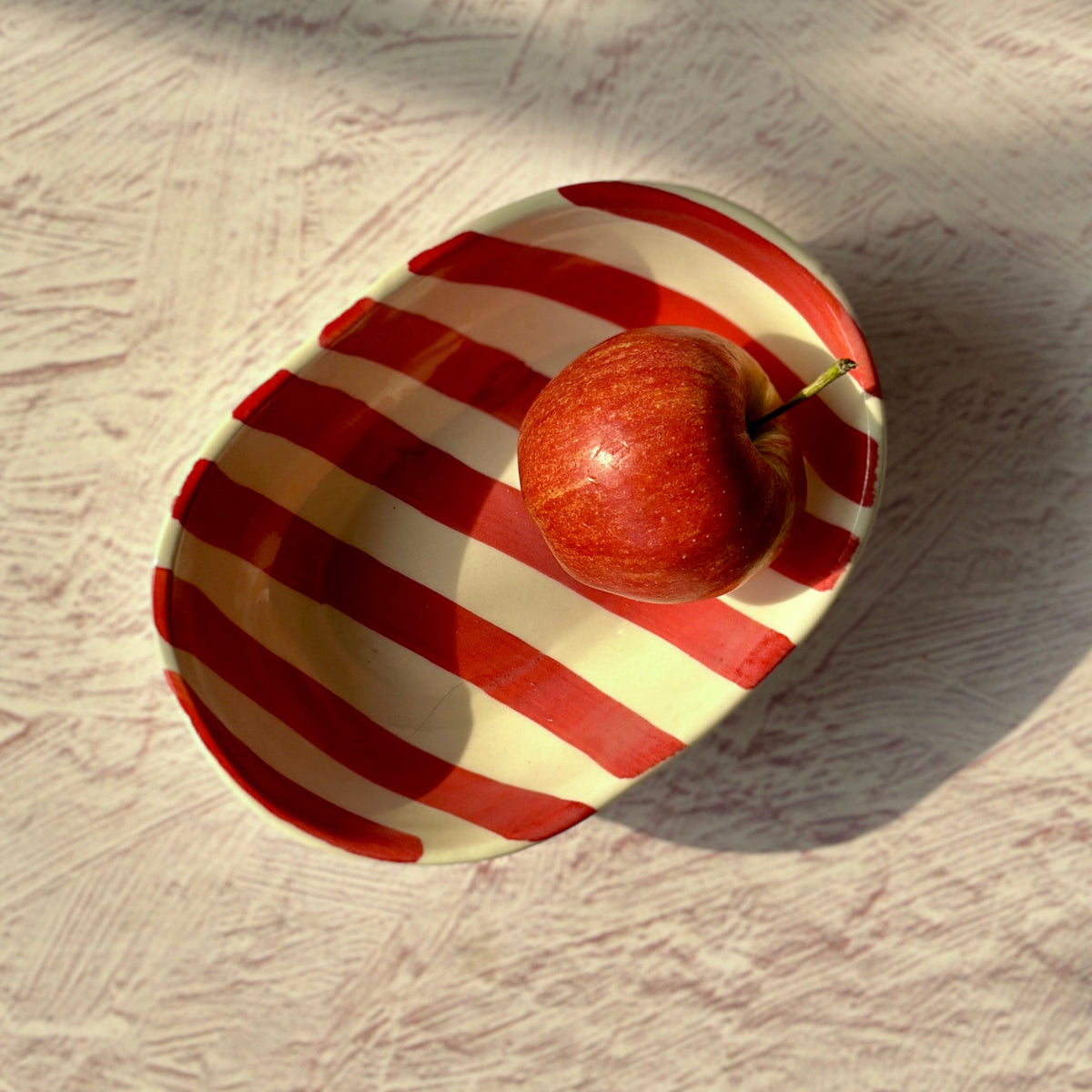 Ceramic Stripe Bowl - Red (Set of 2)