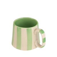 Ceramic Stripe Coffee Cup - Green (Set of 2)