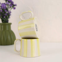 Ceramic Stripe Coffee Cup - Yellow (Set of 2)