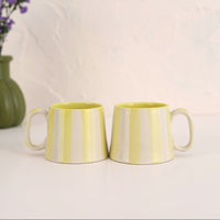 Ceramic Stripe Coffee Cup - Yellow (Set of 2)