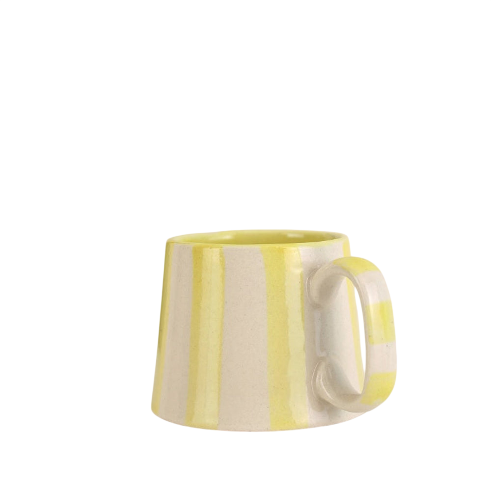 Ceramic Stripe Coffee Cup - Yellow (Set of 2)