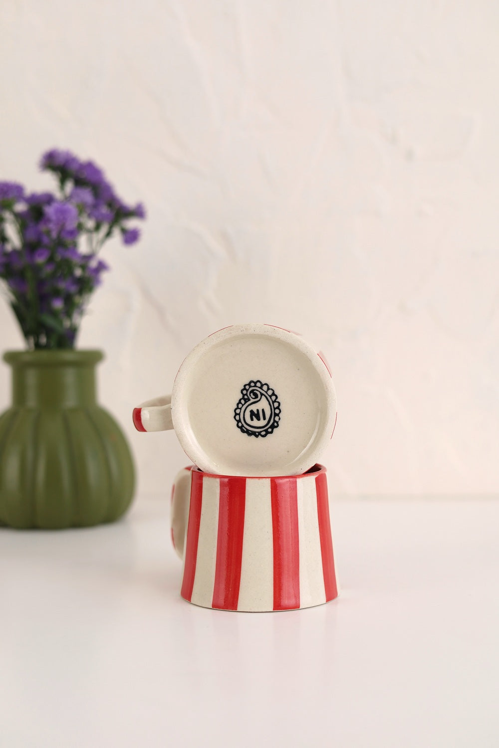 Ceramic Stripe Coffee Cup (Set of 2)