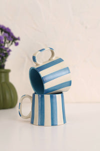 Ceramic Stripe Coffee Cup (Set of 2)