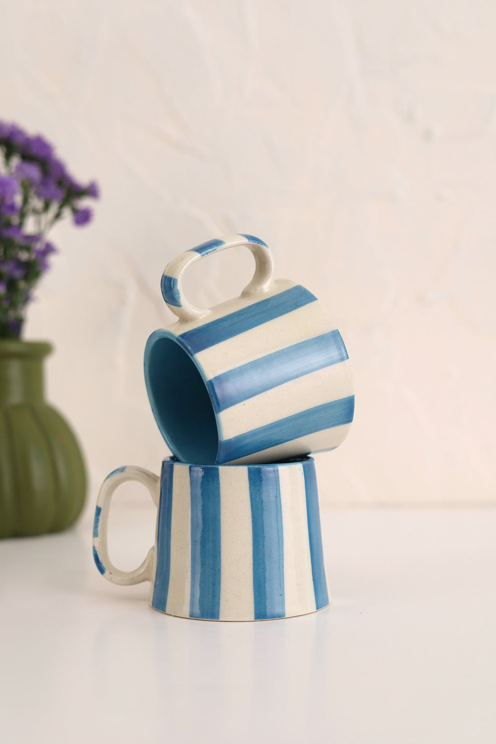 Ceramic Stripe Coffee Cup (Set of 2)