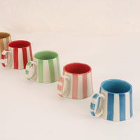 Ceramic Stripe Coffee Cup - Dark Blue (Set of 2)