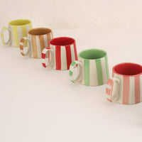 Ceramic Stripe Coffee Cup - Brown (Set of 2)