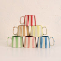 Ceramic Stripe Coffee Cup - Dark Blue (Set of 2)