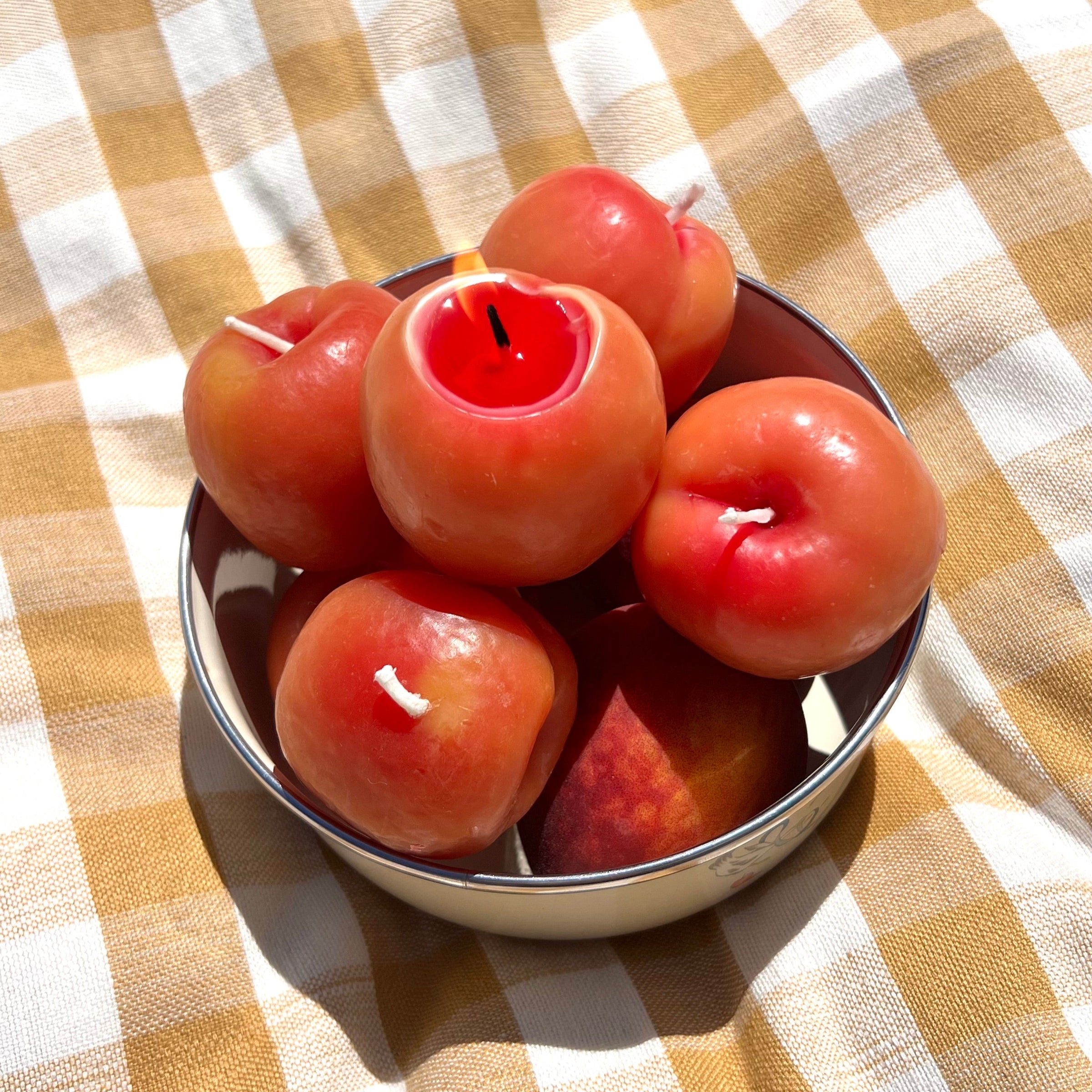 BEESWAX YELLOW PEACHES CANDLES - SET OF 4