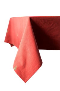 Rust Red and Green Fleur Tablecloth