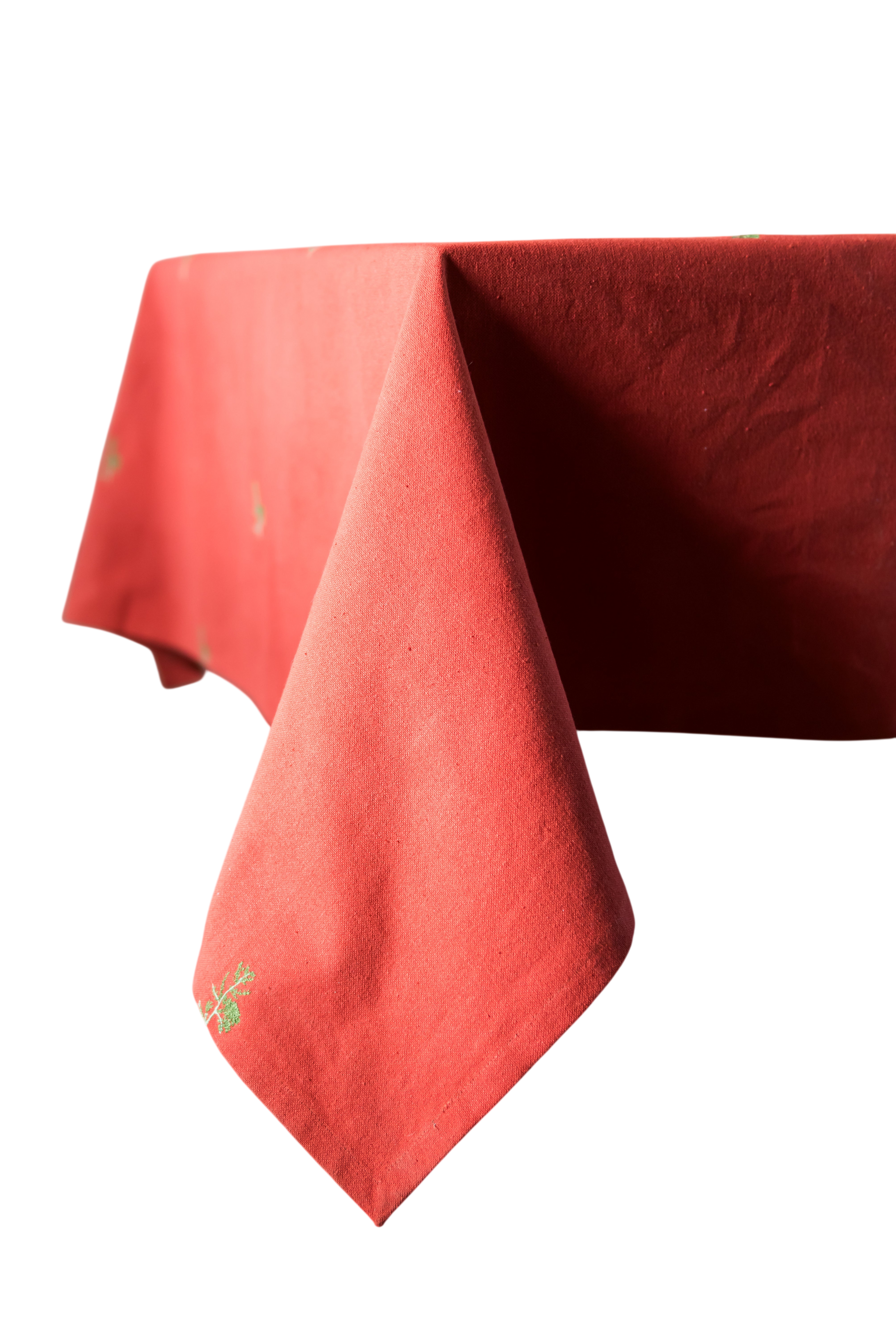 Rust Red and Green Fleur Tablecloth