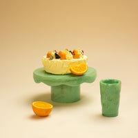 Hand-Poured Scallop Resin Cake Stand - Green