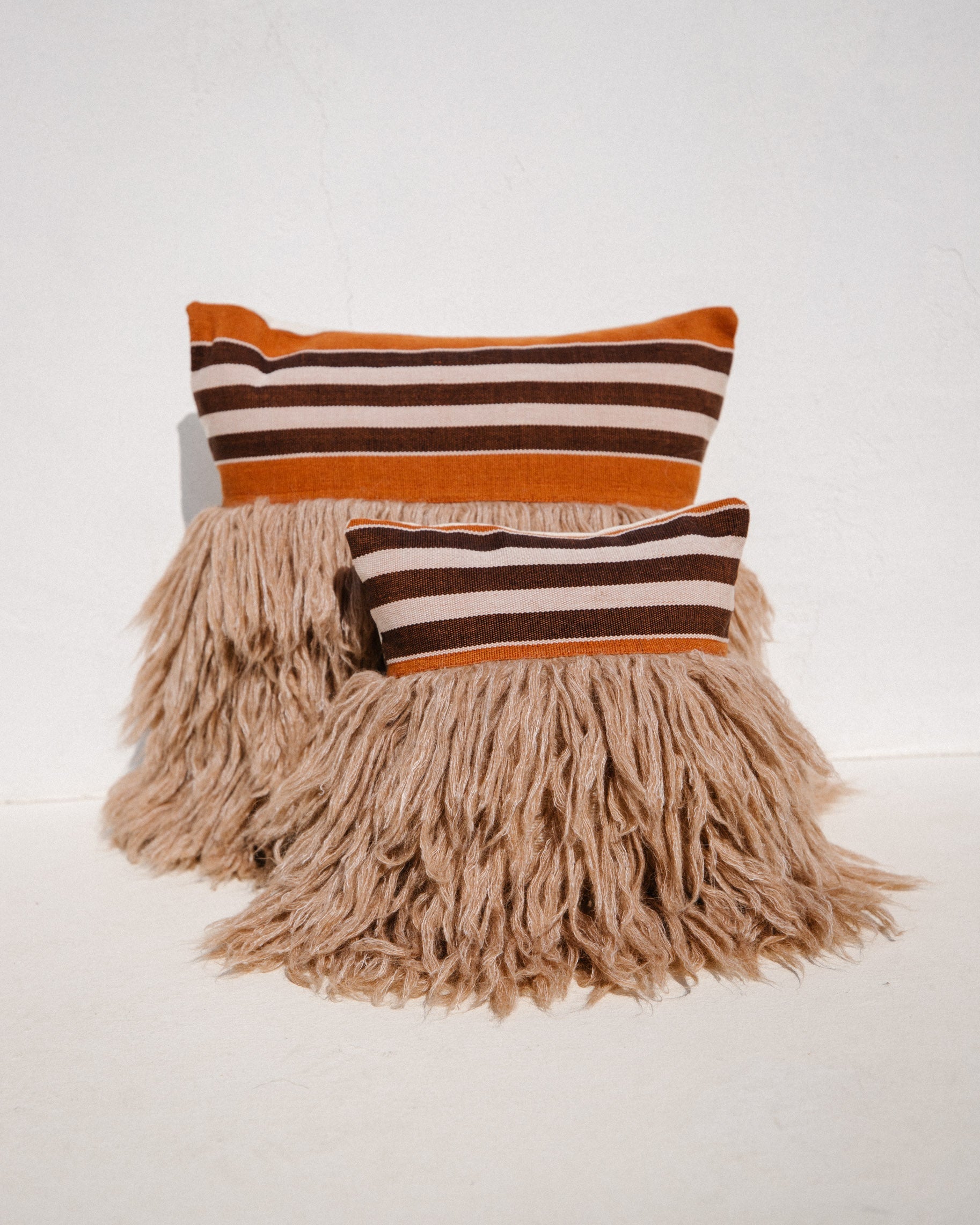 Wugo Throw Pillow -  Rust Stripe/Andes Sand