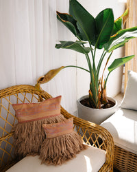 Wugo Throw Pillow -  Dusty Pink Stripe/Andes Sand