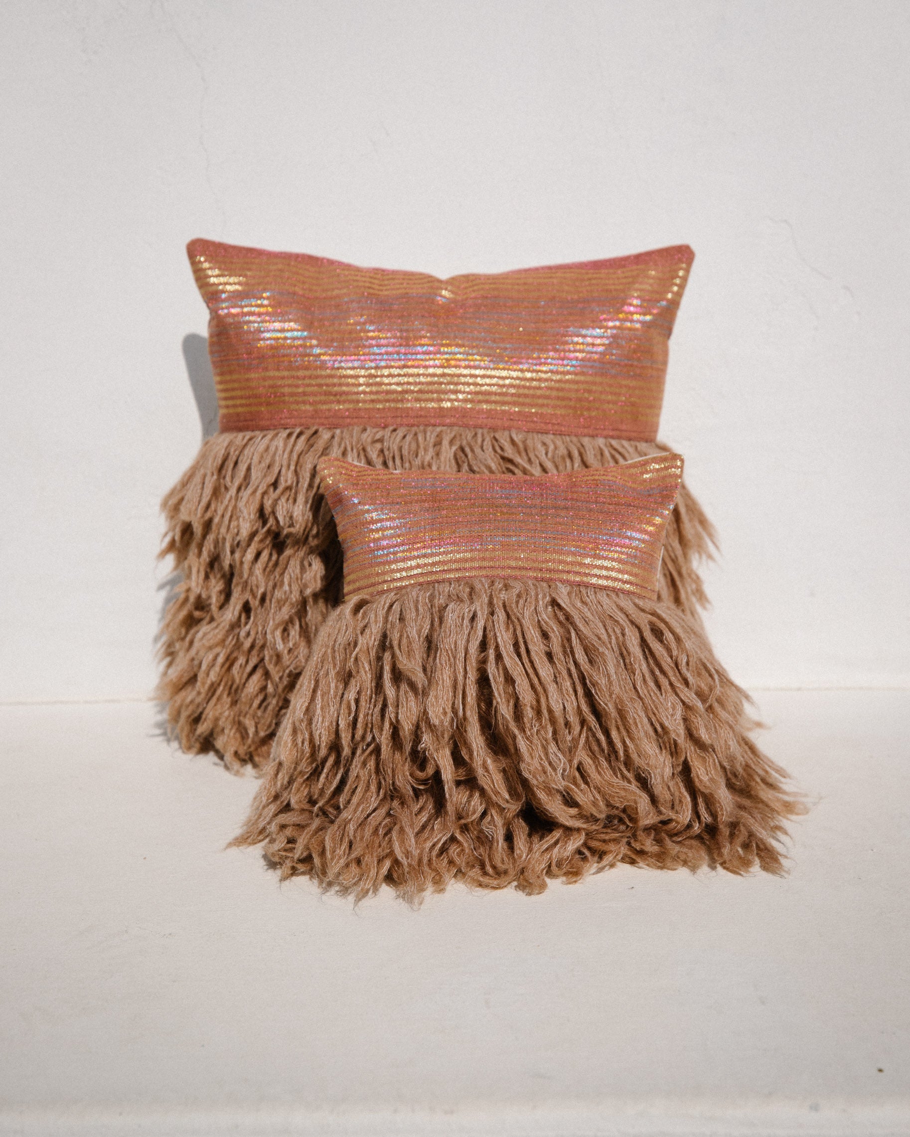 Wugo Throw Pillow -  Dusty Pink Stripe/Andes Sand