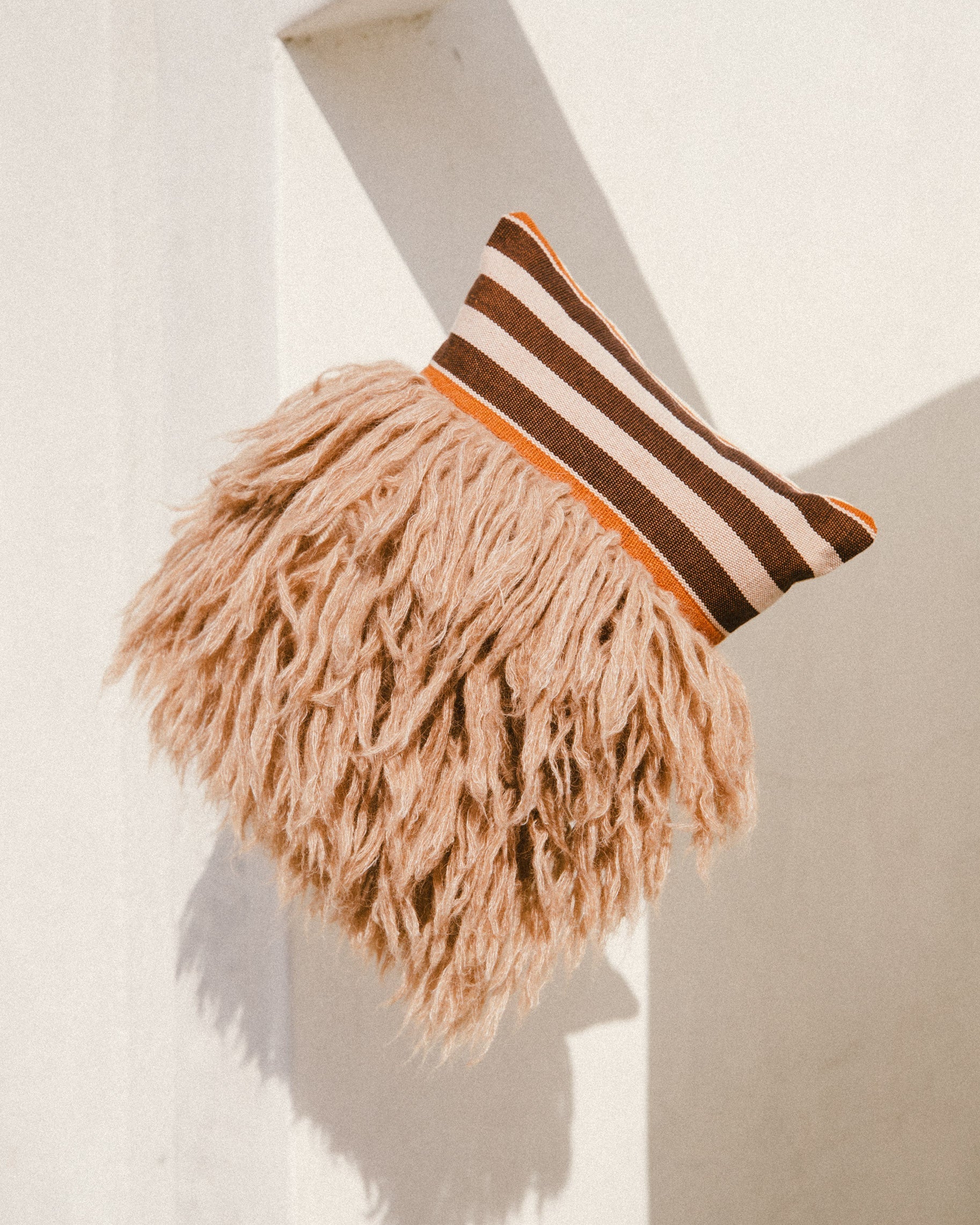 Wugo Throw Pillow -  Rust Stripe/Andes Sand