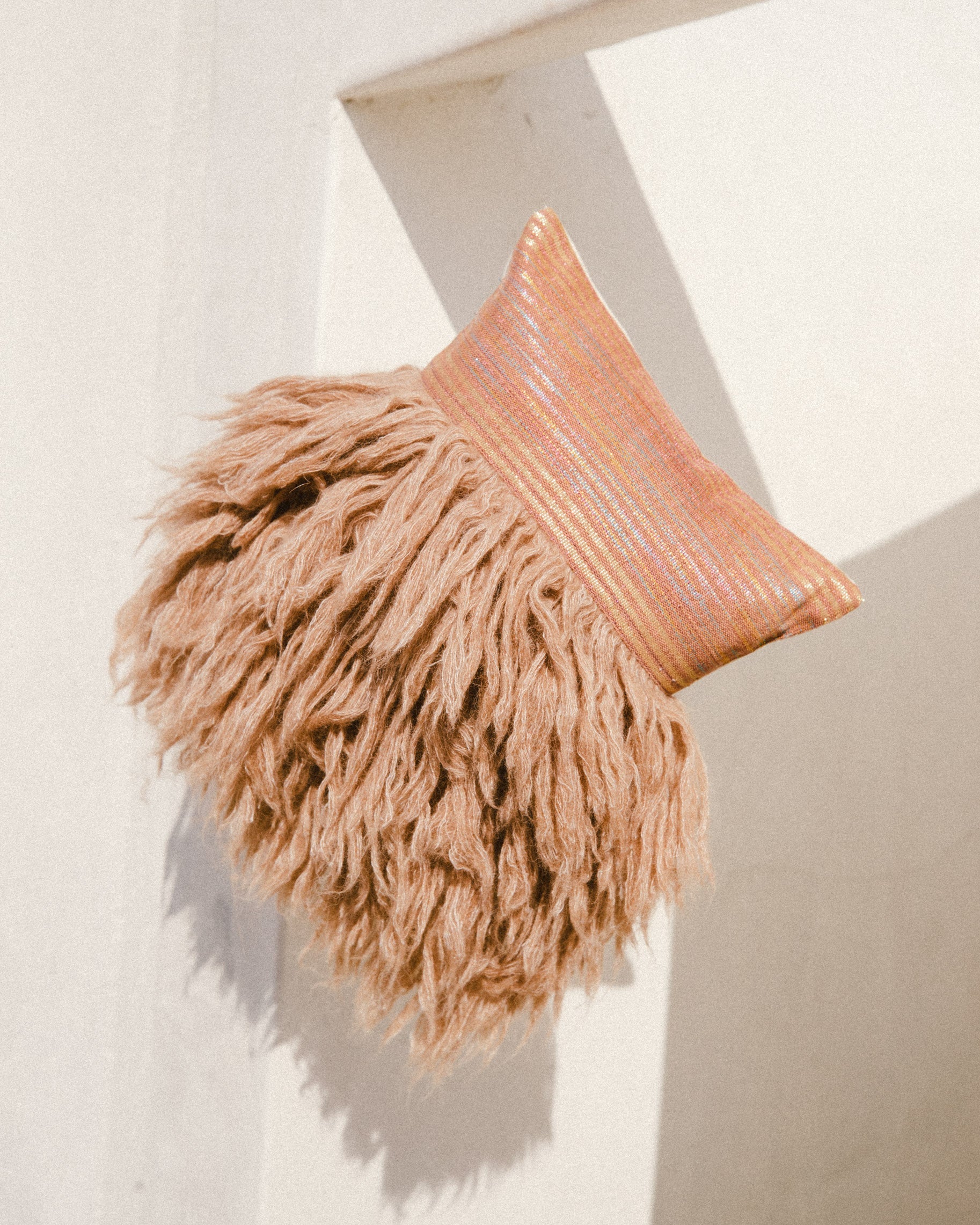 Wugo Throw Pillow -  Dusty Pink Stripe/Andes Sand