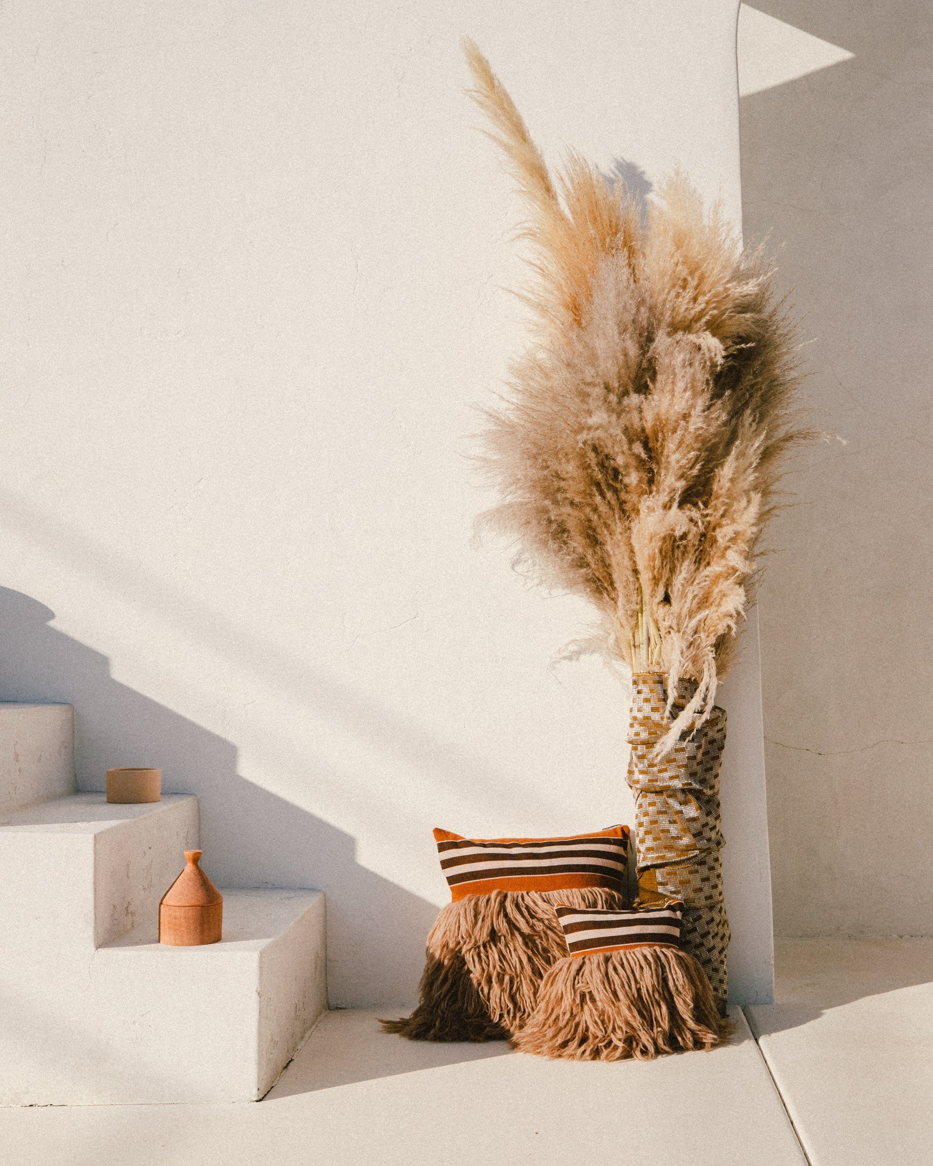 Wugo Throw Pillow -  Rust Stripe/Andes Sand