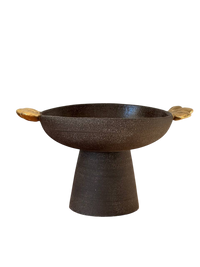 Stoneware Fruit Bowl "Pumpernickel" with Gold Leaves