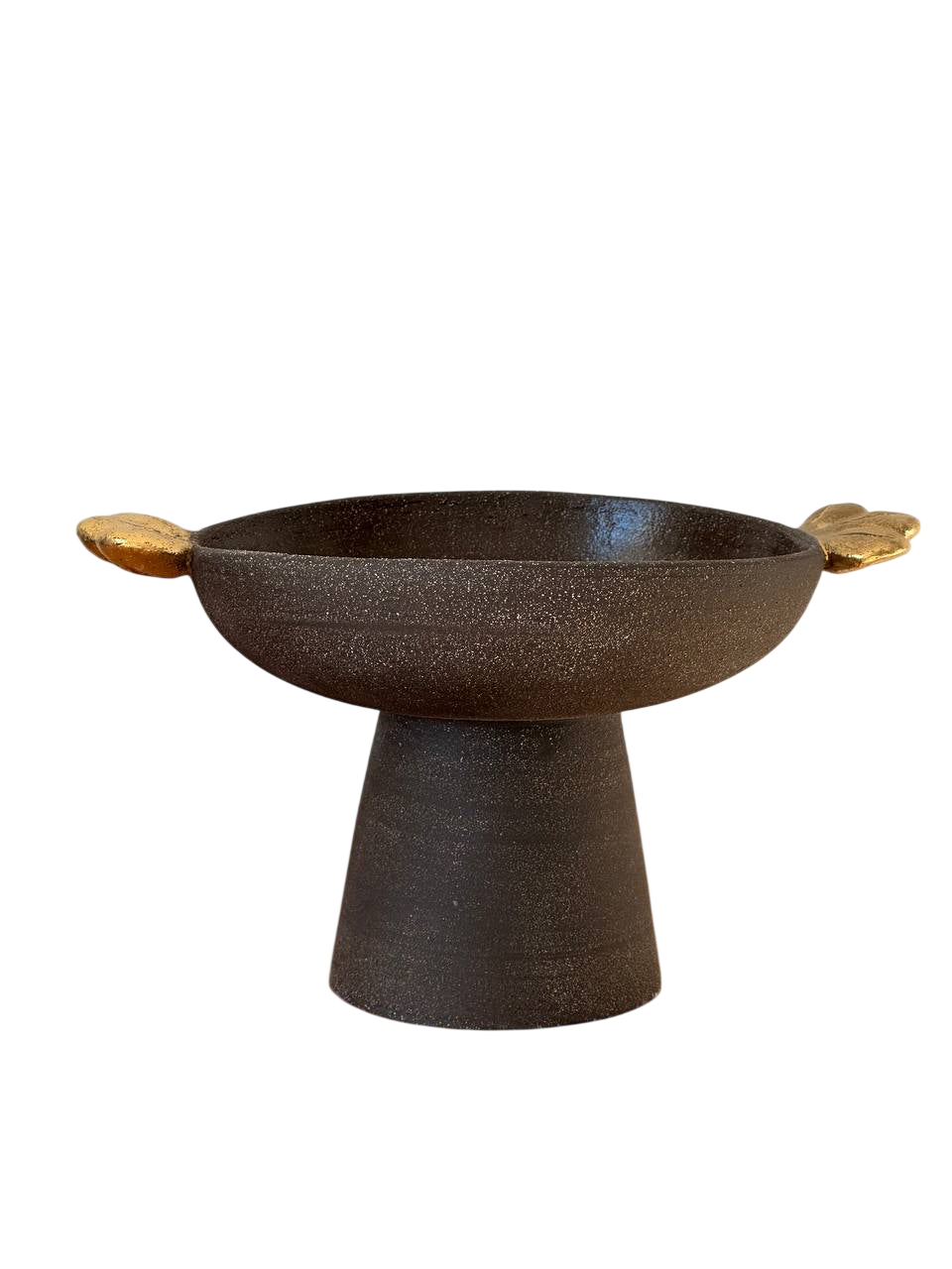 Stoneware Fruit Bowl "Pumpernickel" with Gold Leaves