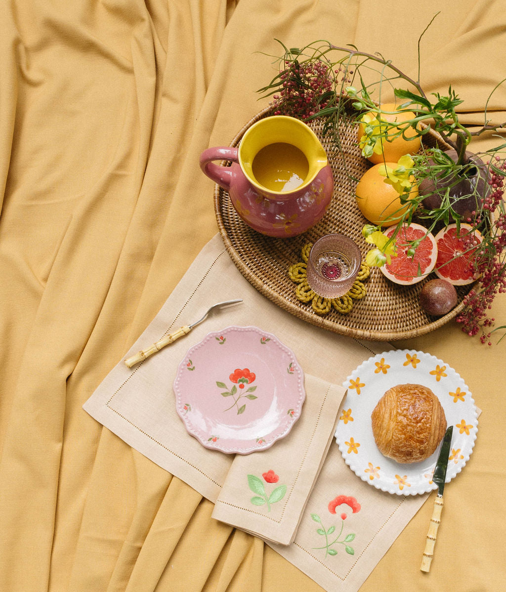 Island Flower Yellow Coasters (Set of 4)