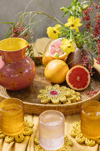 Island Flower Yellow Coasters (Set of 4)