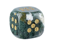 Dice - 15mm Natural Jade Laser Engraved Cube Dice with Rounded Edges Semi-Precious Stone (Set of 2)