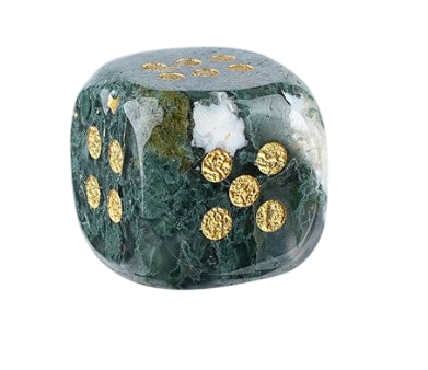 Dice - 15mm Natural Jade Laser Engraved Cube Dice with Rounded Edges Semi-Precious Stone (Set of 2)