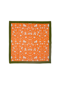Birds of a Feather Orange Blockprint Napkins, Set of 4