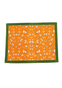 Birds of a Feather Orange Blockprint Placemat
