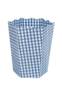 Blockprint Waste Bin / Storage Bin in Blue Gingham