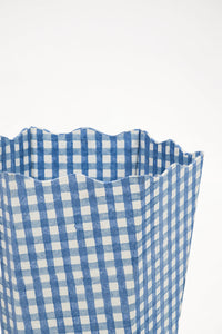 Blockprint Waste Bin / Storage Bin in Blue Gingham