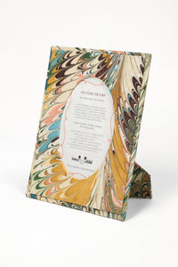 Hand-Marbled Flatiron Feathers Picture Frame with Oval Opening, 4" x 6"