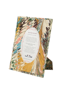 Hand-Marbled Flatiron Feathers Picture Frame with Oval Opening, 4" x 6"