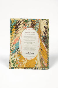Hand-Marbled Flatiron Feathers Picture Frame with Oval Opening, 4" x 6"