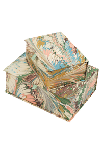 Hand-Marbled Keepsake Box Set in Flatiron Feathers