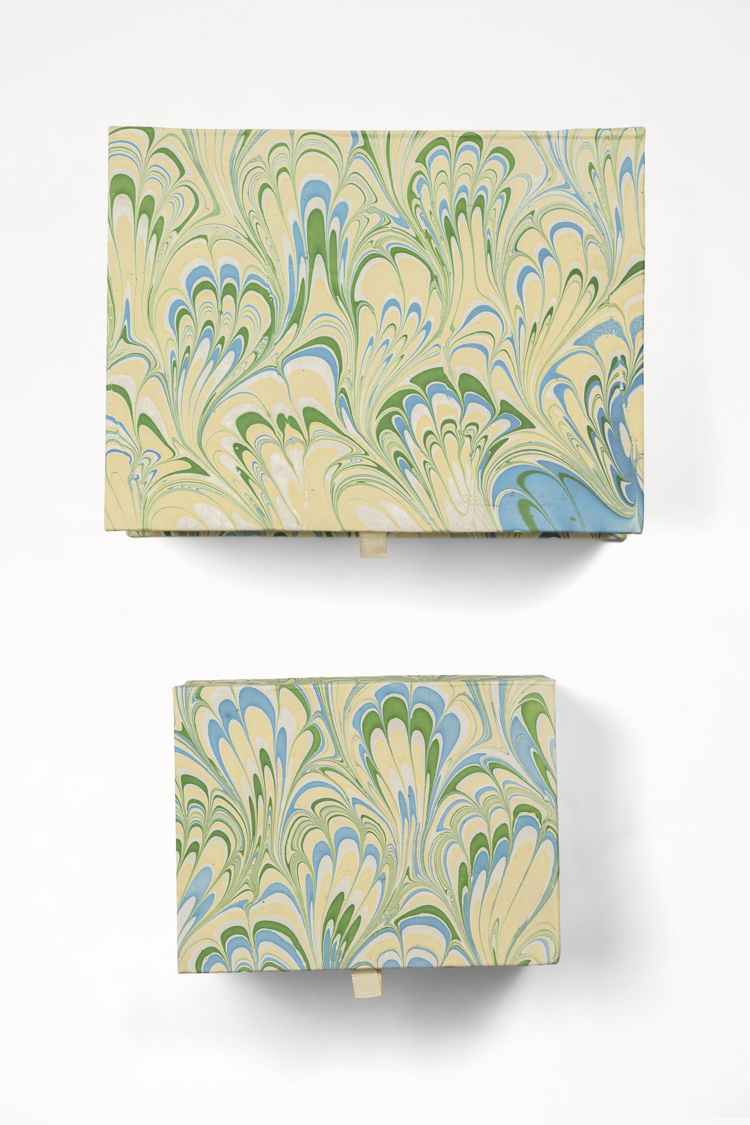 Hand-Marbled Keepsake Box Set in Seaglass Peacock