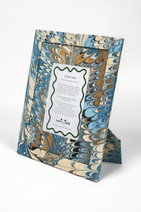 Hand-Marbled Large Wall Picture Frame in Flatiron Feathers, 5" x 7"
