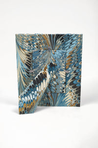 Hand-Marbled Large Wall Picture Frame in Flatiron Feathers, 5" x 7"