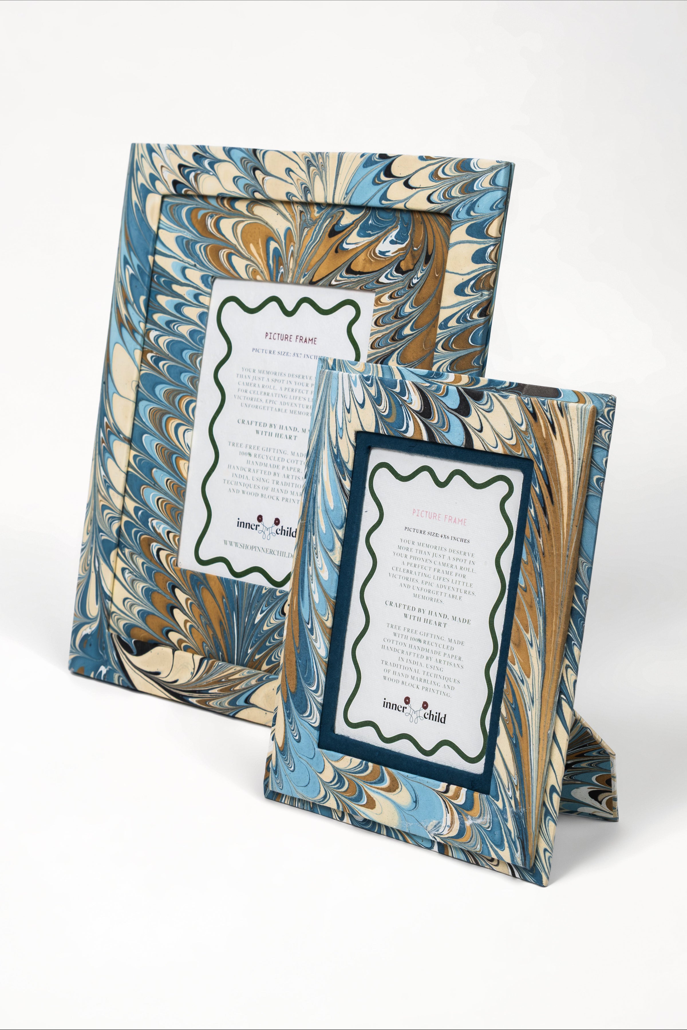 Hand-Marbled Picture Frame in Nila Feathers, 4" x 6"