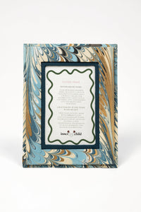 Hand-Marbled Picture Frame in Nila Feathers, 4" x 6"