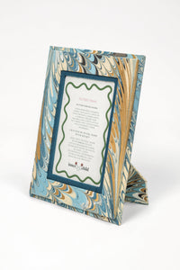 Hand-Marbled Picture Frame in Nila Feathers, 4" x 6"