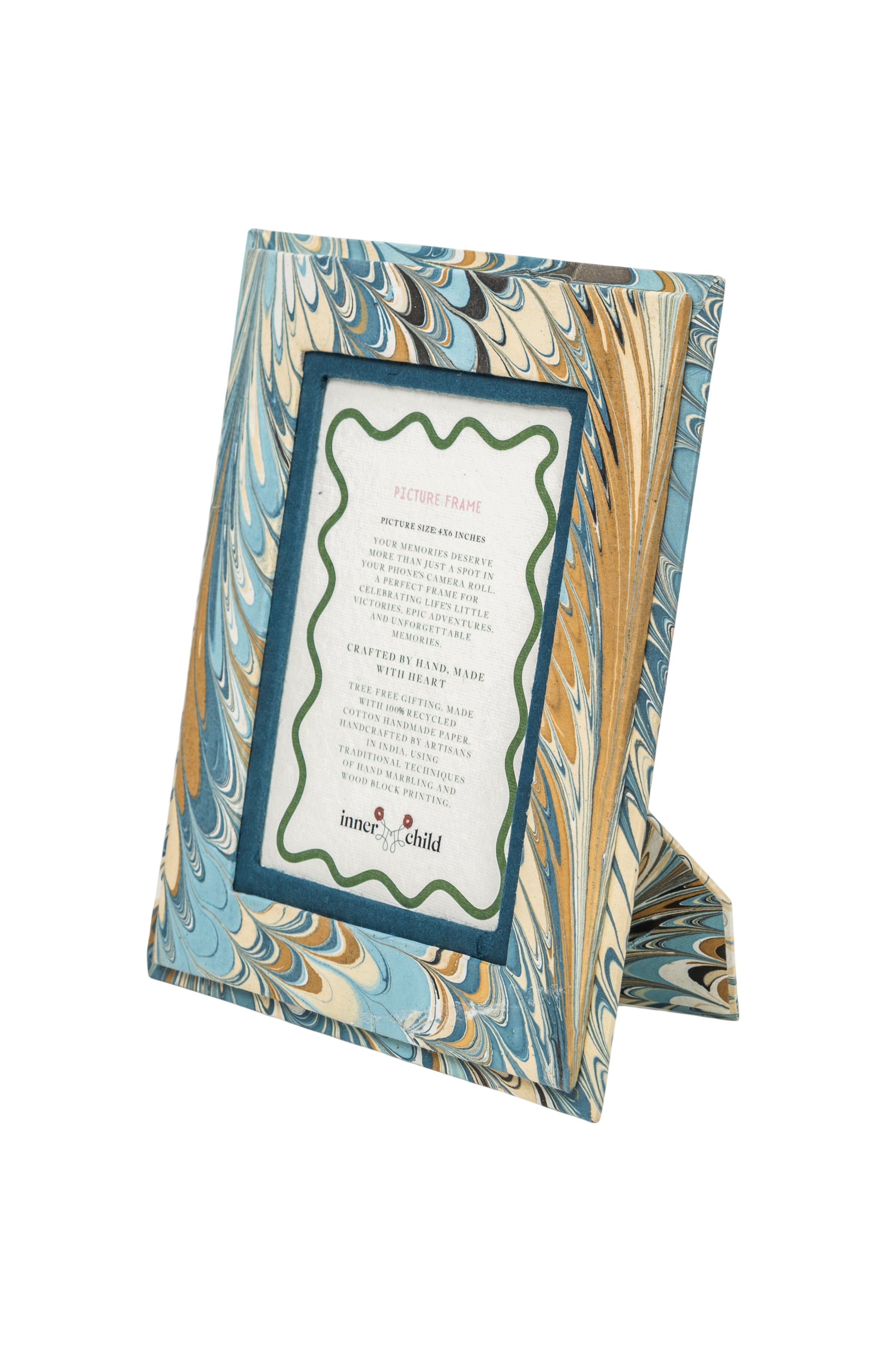 Hand-Marbled Picture Frame in Nila Feathers, 4" x 6"