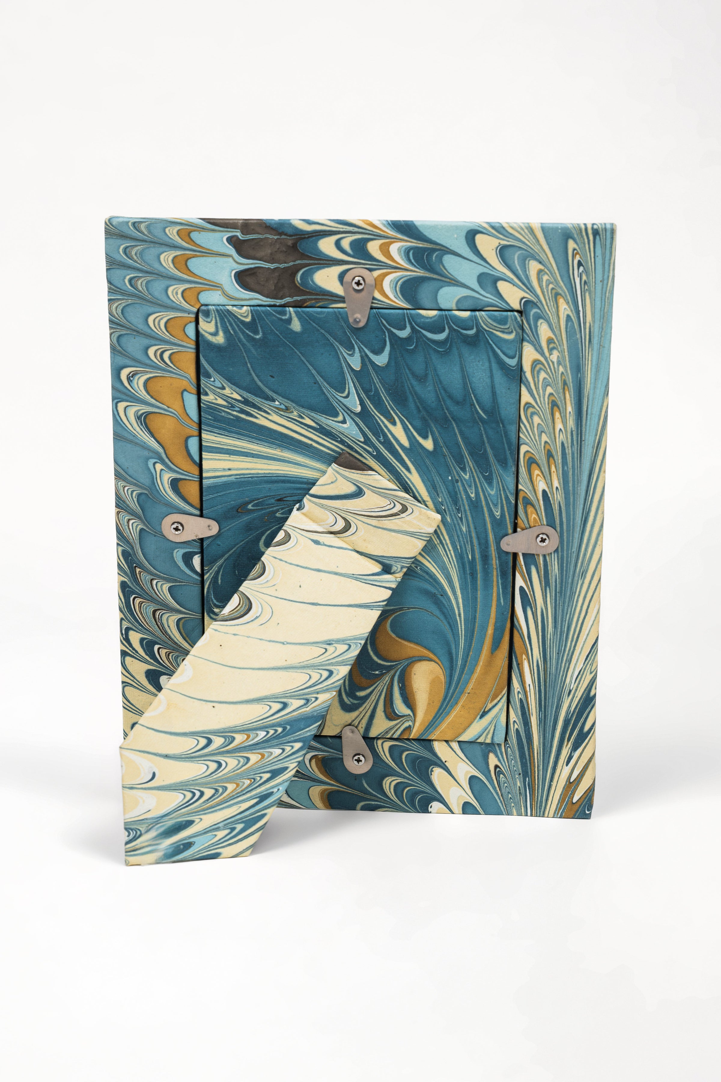 Hand-Marbled Picture Frame in Nila Feathers, 4" x 6"