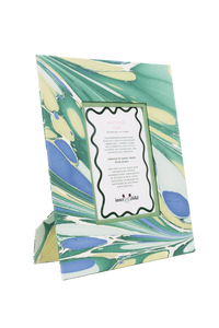 Hand-Marbled Large Wall Picture Frame in Green & Blue, 5x7