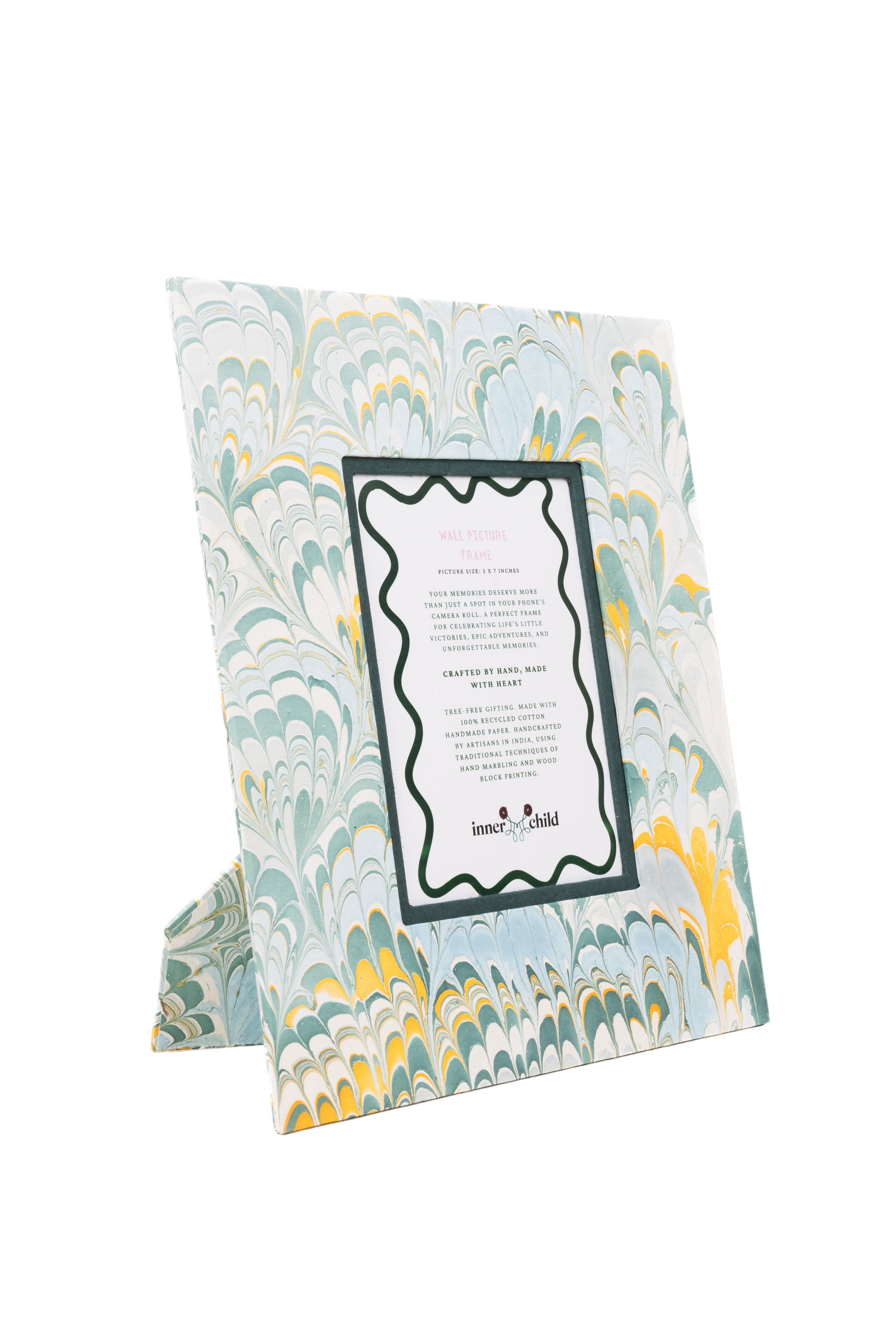 Blue Hand-Marbled Large Wall Picture Frame, 5x7
