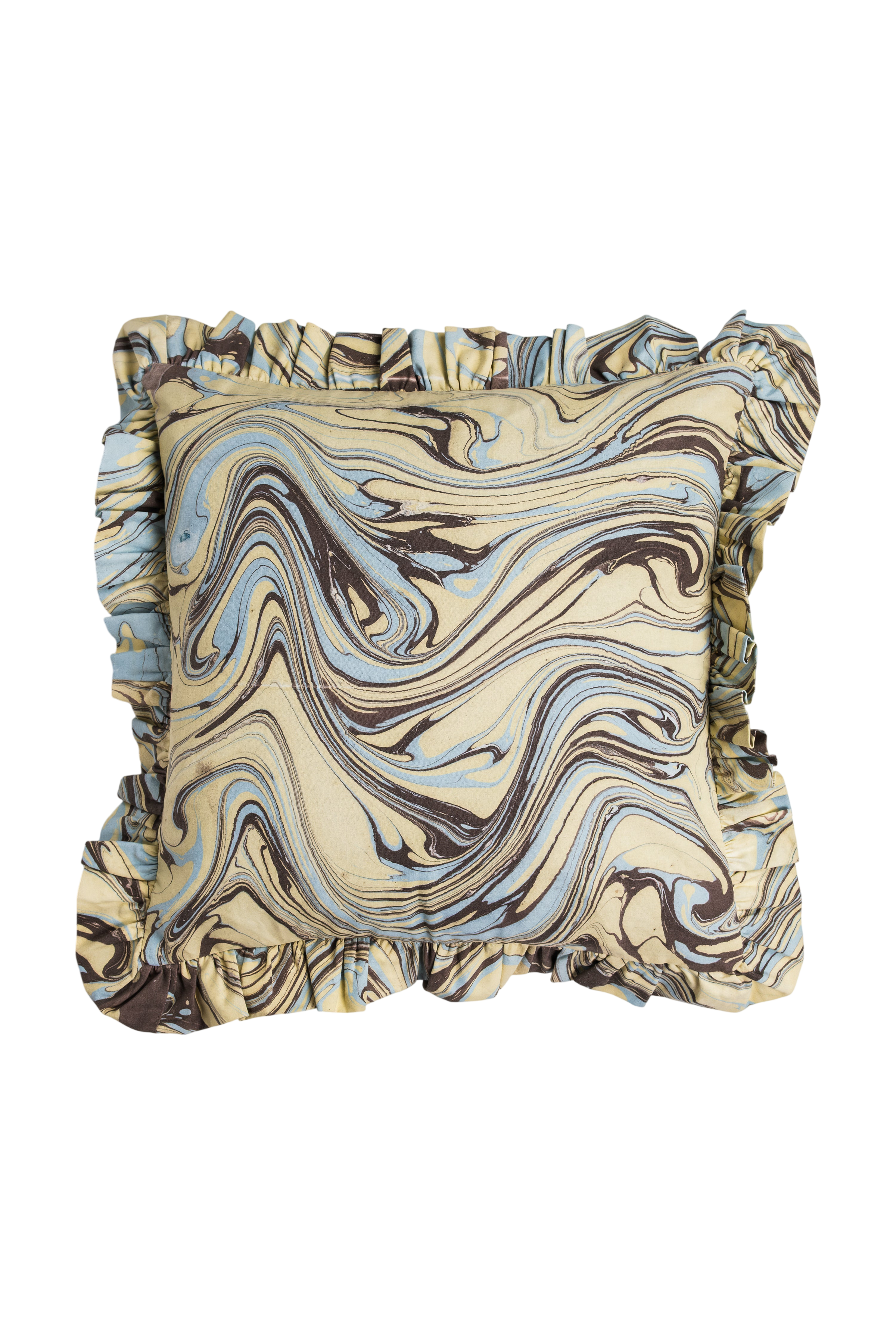 Kyoto Hand-Marbled Ruffled Square Pillow, 20x20