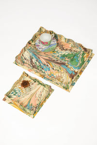 Nesting Scalloped Hand-Marbled Trays in Flatiron Feathers