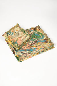 Nesting Scalloped Hand-Marbled Trays in Flatiron Feathers