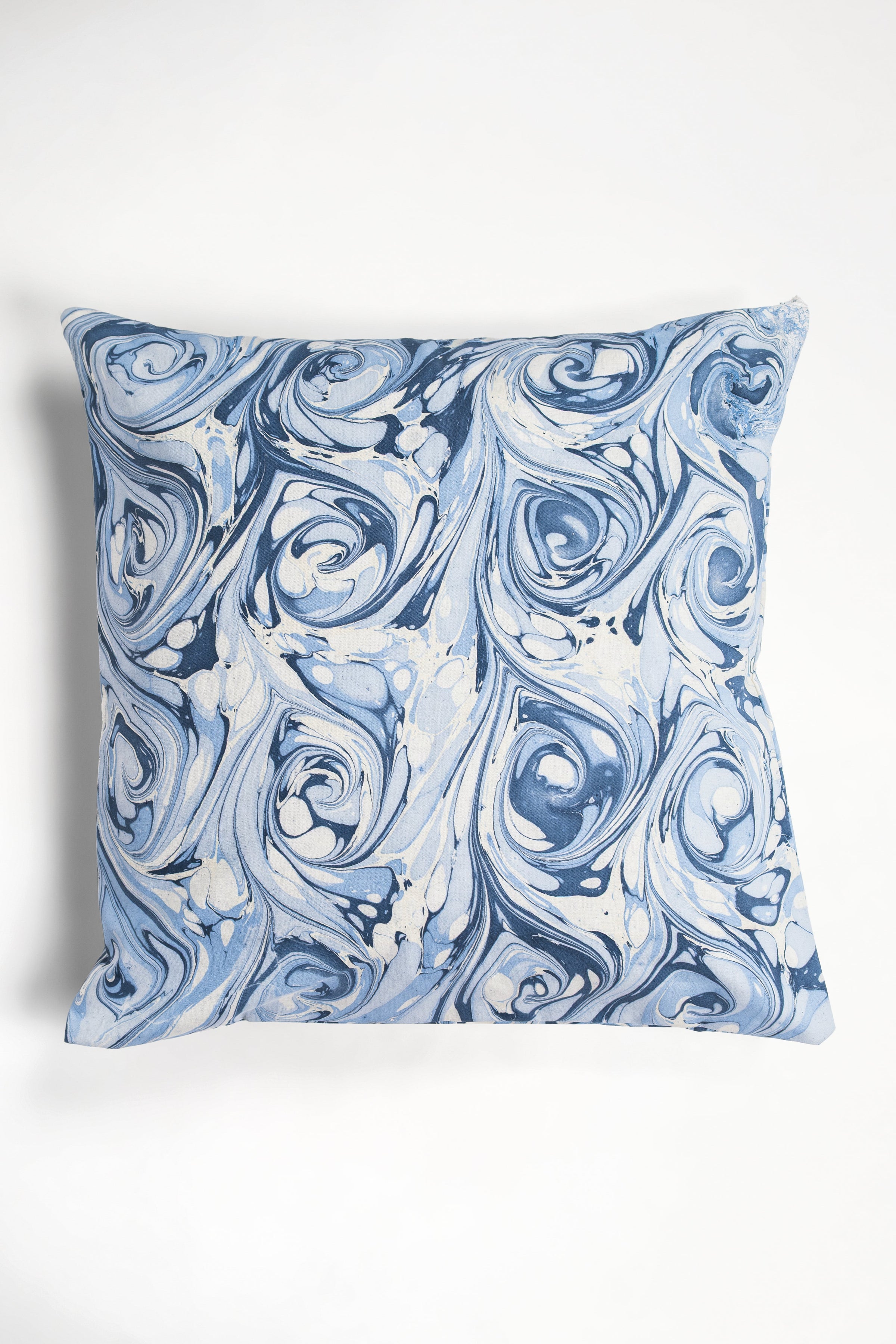 Ocean Wave Hand-Marbled Square Pillow, 18x18